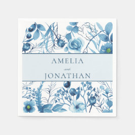 Elegant Floral Blue Wedding Servet