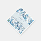 Elegant Floral Blue Wedding Servet (Hoek)