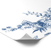 Elegant Floral  Blue Wedding Welcome Sign Poster (Hoek)