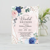 Elegant Floral Blush Bridal Shower Invitation Kaart (Staand voorkant)