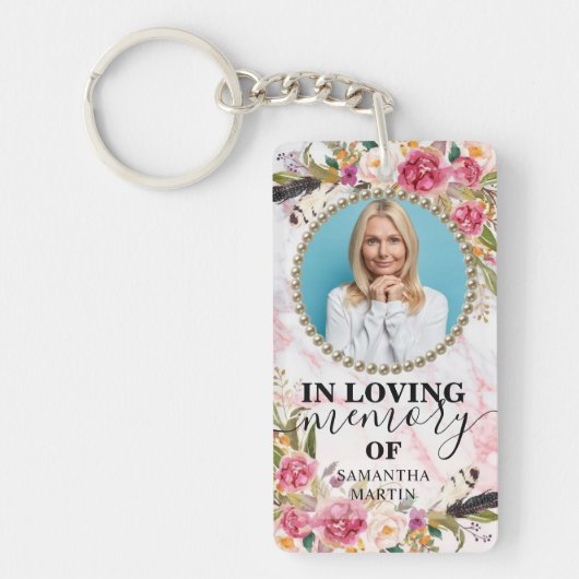 Elegant Floral Blush in Loving Memory Sleutelhange Sleutelhanger (Voorkant)