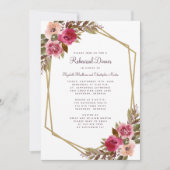 Elegant Floral Blush Paars Gold repesial Dinner Kaart (Voorkant)