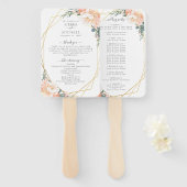 Elegant Floral Blush Peach Cream Trouwprogramma Handwaaier (Voorkant en achterkant)