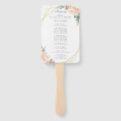 Elegant Floral Blush Peach Cream Trouwprogramma Handwaaier (Achterkant)