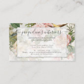 Elegant Floral Blush Pink  Birds Rozen Busi Visitekaartje (Achterkant)