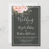 Elegant Floral Blush Pink Botanical Modern Wedding Kaart (Voorkant)