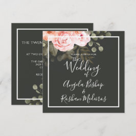 Elegant Floral Blush Pink Botanical Modern Wedding Kaart