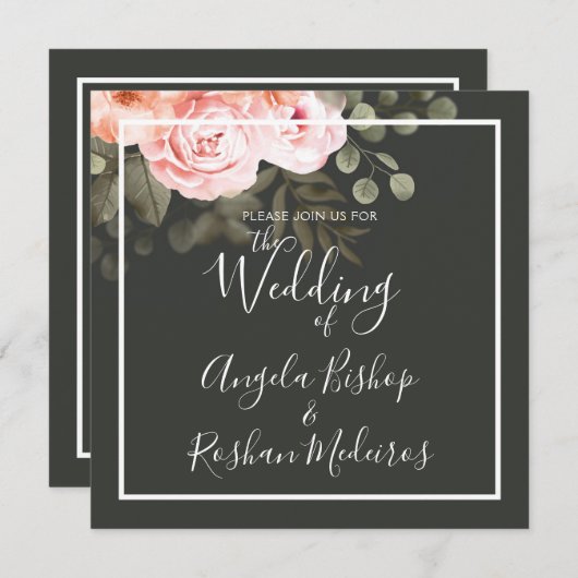 Elegant Floral Blush Pink Botanical Modern Wedding Kaart (Voorkant / Achterkant)