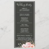 Elegant Floral Blush Pink Botanical Modern Wedding Programmakaart (Achterkant)
