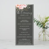 Elegant Floral Blush Pink Botanical Modern Wedding Programmakaart (Staand voorkant)