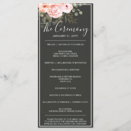 Elegant Floral Blush Pink Botanical Modern Wedding Programmakaart