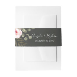 Elegant Floral Blush Pink Botanical Modern Wedding Uitnodigingen Wikkel