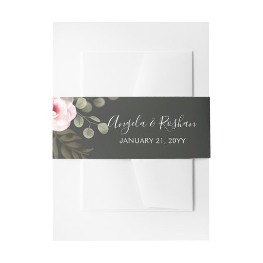Elegant Floral Blush Pink Botanical Modern Wedding Uitnodigingen Wikkel (Voorkant Voorbeeld)