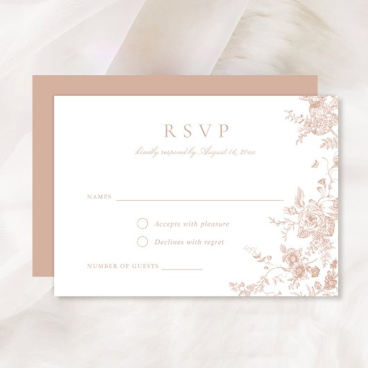 Elegant Floral Blush Pink Botanical RSVP Card Kaart