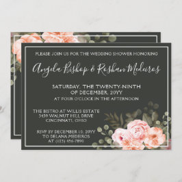 Elegant Floral Blush Pink Botanical Wedding Shower Kaart