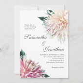 Elegant Floral Blush Pink Dahlia Wedding Kaart (Voorkant)