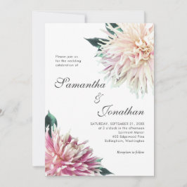 Elegant Floral Blush Pink Dahlia Wedding Kaart
