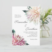 Elegant Floral Blush Pink Dahlia Wedding Kaart (Staand voorkant)
