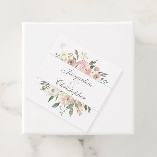 Elegant Floral Blush Pink Eucalyptus Leaf Wedding Bedankjes Labels