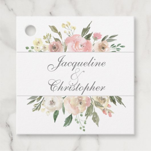 Elegant Floral Blush Pink Eucalyptus Leaf Wedding Bedankjes Labels (Voorkant)