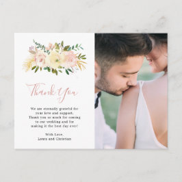 Elegant Floral Blush Pink Foto Weddenschap Harteli Briefkaart