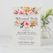 Elegant Floral Blush Pink Gold Retirement Party in Kaart (Staand voorkant)