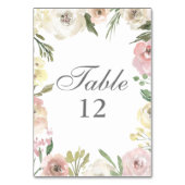 Elegant Floral Blush Pink Ivory Table Number Kaart (Achterkant)