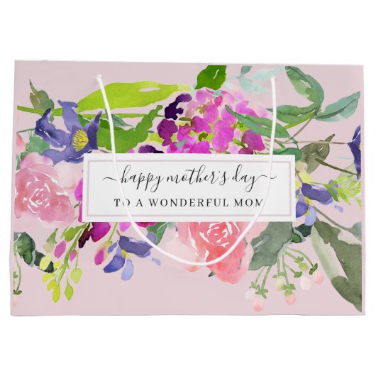 Elegant Floral Blush Pink Moederdag Groot Cadeauzakje (Achterkant)