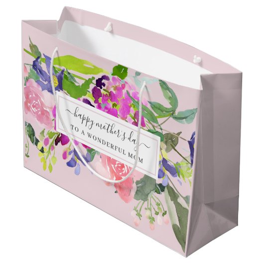 Elegant Floral Blush Pink Moederdag Groot Cadeauzakje (Achterkant Gekanteld)