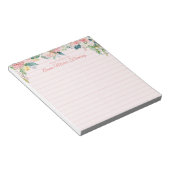 Elegant Floral Blush Pink Name Lined Notitieblok (Schuin)