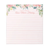 Elegant Floral Blush Pink Name Lined Notitieblok (Voorkant)