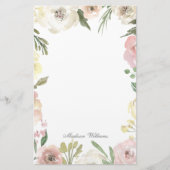 Elegant Floral Blush Pink Peony Custom Wedding Briefpapier (Voorkant)