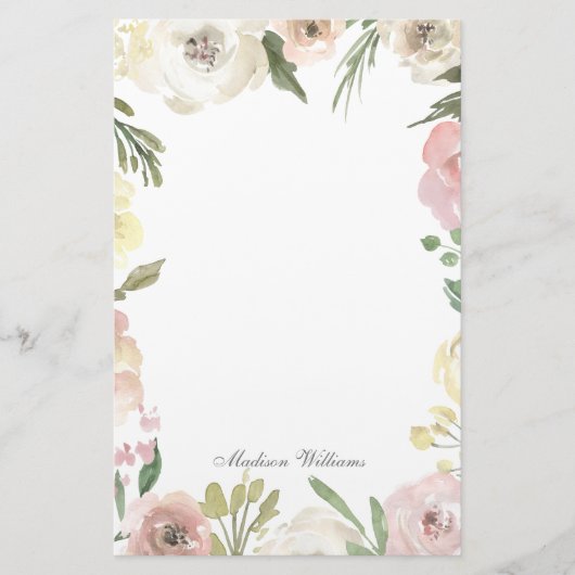 Elegant Floral Blush Pink Peony Custom Wedding Briefpapier (Voorkant)