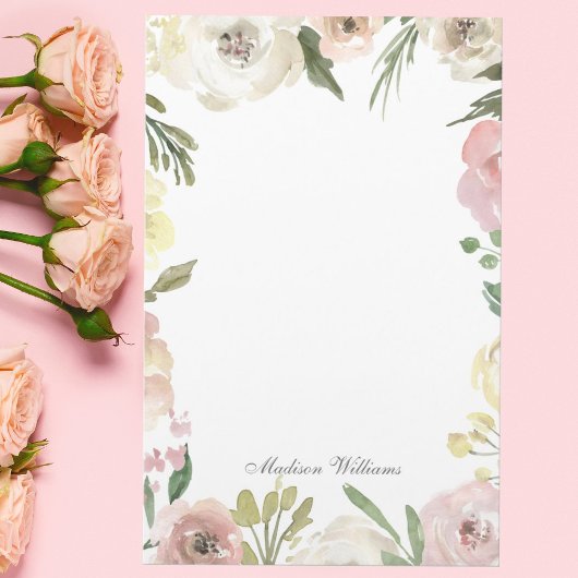Elegant Floral Blush Pink Peony Custom Wedding Briefpapier