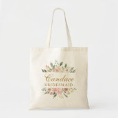 Elegant Floral Blush Pink Peony Gold Bridesmaid Tote Bag (Voorkant)