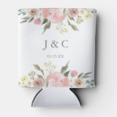 Elegant Floral Blush Pink Peony Monogram Weddensch Blikjeskoeler (Voorkant)