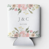 Elegant Floral Blush Pink Peony Monogram Weddensch Blikjeskoeler (Achterkant)