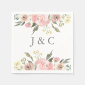 Elegant Floral Blush Pink Peony Monogram Weddensch Servet (Voorkant)
