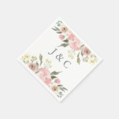 Elegant Floral Blush Pink Peony Monogram Weddensch Servet (Hoek)