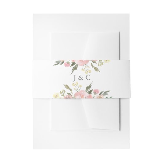 Elegant Floral Blush Pink Peony Monogram Weddensch Uitnodigingen Wikkel (Voorkant Voorbeeld)