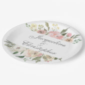 Elegant Floral Blush Pink Peony Sage Leaf Wedding Papieren Bordje (Gekanteld)