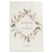 Elegant Floral Blush Pink Peony Summer Weddenschap Medium Cadeauzakje (Voorkant)