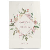 Elegant Floral Blush Pink Peony Summer Weddenschap Medium Cadeauzakje (Achterkant)