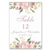 Elegant Floral Blush Pink Peony Table Number Kaart (Achterkant)