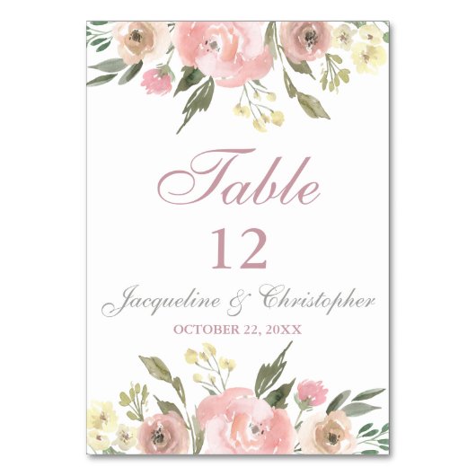 Elegant Floral Blush Pink Peony Table Number Kaart (Achterkant)