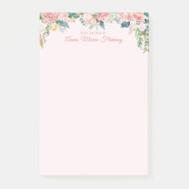 Elegant Floral Blush Pink Rose Peony Name Post-it® Notes