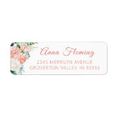Elegant Floral Blush Pink Rose Script Etiket (Voorkant)
