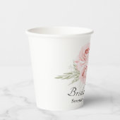Elegant Floral Blush Pink Rose Vrijgezellenfeest Papieren Bekers (Voorkant)