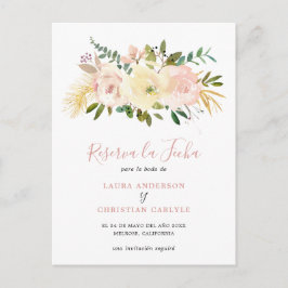Elegant Floral Blush Pink Spaans Opslaan Datum Aankondigingskaart