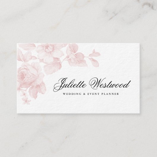Elegant Floral Blush Pink Visitekaartje (Voorkant)